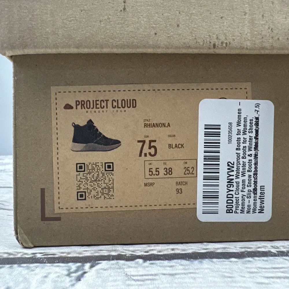 NEW Project Cloud 100% Waterproof Black Women's Boots, Size 7.5 RHIANON.A